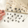 Picture of Eco-friendly 304 Stainless Steel Capital Alphabet Initial Letter Name Charms Silver Tone Message " A-Z " Black Rhinestone