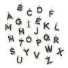 Picture of Eco-friendly 304 Stainless Steel Capital Alphabet Initial Letter Name Charms Silver Tone Message " A-Z " Black Rhinestone
