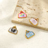 Picture of Eco-friendly PVD Vacuum Plating Waterproof Anti-Tarnish Hypoallergenic 304 Stainless Steel Clothes Charms 18K Real Gold Plated Enamel Bag Bowknot 19mm x 18mm