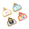 Picture of Eco-friendly PVD Vacuum Plating Waterproof Anti-Tarnish Hypoallergenic 304 Stainless Steel Clothes Charms 18K Real Gold Plated Enamel Bag Bowknot 19mm x 18mm