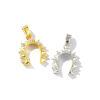 Picture of Eco-friendly Brass West Cowboy Charm Pendant Real Gold Plated Luck Horseshoe Micro Pave Clear Rhinestone 19mm x 13mm