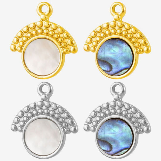 Picture of Eco-friendly 304 Stainless Steel & Natural Shell Charms Multicolor Fan-shaped