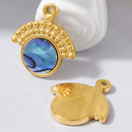 Picture of Eco-friendly 304 Stainless Steel & Natural Shell Charms Multicolor Fan-shaped