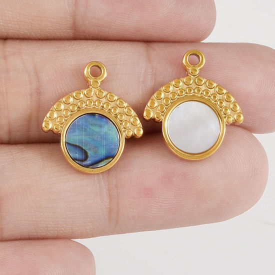 Picture of Eco-friendly 304 Stainless Steel & Natural Shell Charms Multicolor Fan-shaped