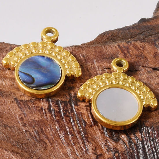 Picture of Eco-friendly 304 Stainless Steel & Natural Shell Charms Multicolor Fan-shaped