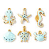 Picture of Eco-friendly PVD Vacuum Plating Waterproof Anti-Tarnish Hypoallergenic 304 Stainless Steel Charms 18K Real Gold Plated Light Blue Enamel Pearlized