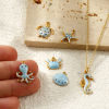 Picture of Eco-friendly PVD Vacuum Plating Waterproof Anti-Tarnish Hypoallergenic 304 Stainless Steel Charms 18K Real Gold Plated Light Blue Enamel Pearlized