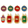 Picture of Eco-friendly PVD Vacuum Plating Waterproof Anti-Tarnish Hypoallergenic 304 Stainless Steel Religious Charms 18K Real Gold Plated Enamel Clear Rhinestone