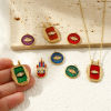 Picture of Eco-friendly PVD Vacuum Plating Waterproof Anti-Tarnish Hypoallergenic 304 Stainless Steel Religious Charms 18K Real Gold Plated Enamel Clear Rhinestone