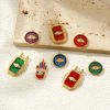 Picture of Eco-friendly PVD Vacuum Plating Waterproof Anti-Tarnish Hypoallergenic 304 Stainless Steel Religious Charms 18K Real Gold Plated Enamel Clear Rhinestone