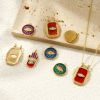 Picture of Eco-friendly PVD Vacuum Plating Waterproof Anti-Tarnish Hypoallergenic 304 Stainless Steel Religious Charms 18K Real Gold Plated Enamel Clear Rhinestone
