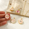 Picture of Brass & Rhinestone Picture Photo Locket Frame Pendants 18K Gold Plated Enamel Can Open