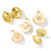 Picture of Brass & Rhinestone Picture Photo Locket Frame Pendants 18K Gold Plated Enamel Can Open