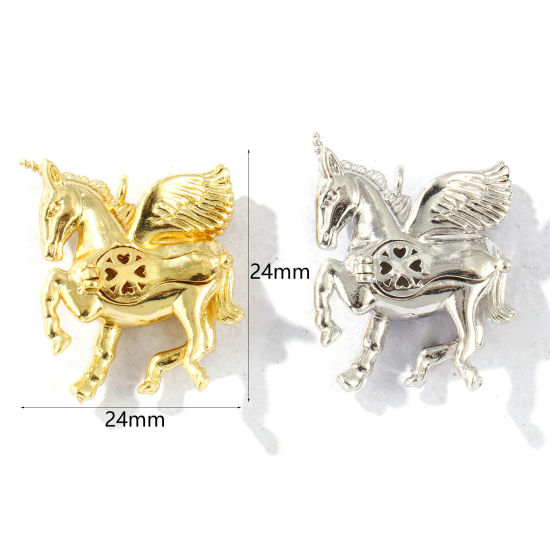 1 個 真鍮 アロマ ディフューザー ペンダント 多色 馬 オープン可能 24mm x 24mm、 の画像