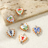 Picture of Eco-friendly 304 Stainless Steel & Resin Valentine's Day Charms Wholesale Silver Tone Multicolor Enamel Heart Painted 25mm x 17mm