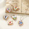 Picture of Eco-friendly 304 Stainless Steel & Resin Valentine's Day Charms Wholesale Silver Tone Multicolor Enamel Heart Painted 25mm x 17mm