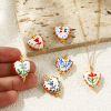 Picture of Eco-friendly PVD Waterproof Anti-Tarnish Hypoallergenic 304 Stainless Steel & Resin Valentine's Day Charms Wholesale 18K Real Gold Plated Multicolor Enamel Heart Painted 25mm x 17mm