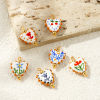 Picture of Eco-friendly PVD Waterproof Anti-Tarnish Hypoallergenic 304 Stainless Steel & Resin Valentine's Day Charms Wholesale 18K Real Gold Plated Multicolor Enamel Heart Painted 25mm x 17mm
