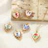 Picture of Eco-friendly PVD Waterproof Anti-Tarnish Hypoallergenic 304 Stainless Steel & Resin Valentine's Day Charms Wholesale 18K Real Gold Plated Multicolor Enamel Heart Painted 25mm x 17mm