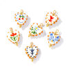 Picture of Eco-friendly PVD Waterproof Anti-Tarnish Hypoallergenic 304 Stainless Steel & Resin Valentine's Day Charms Wholesale 18K Real Gold Plated Multicolor Enamel Heart Painted 25mm x 17mm