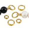 Picture of 10 PCs Eco-friendly 304 Stainless Steel Cord End Caps For Necklace Bracelet Jewelry Making Wholesale 2 Holes Circle Ring
