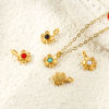 Picture of Eco-friendly PVD Waterproof Anti-Tarnish Hypoallergenic 304 Stainless Steel Charms Wholesale 18K Real Gold Plated Flower Mini 11mm x 7mm