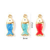 Picture of 2 PCs Brass Charms Wholesale 18K Real Gold Plated Enamel Fish Animal Pearlized 21mm x 8mm