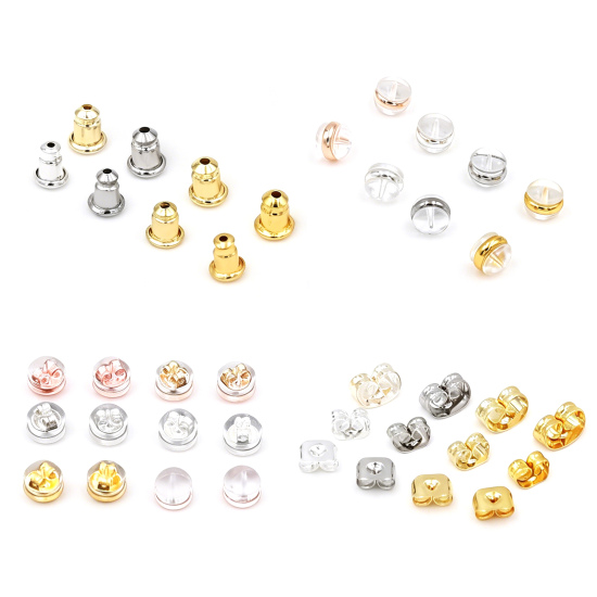 Picture of Brass & Silicone Ear Nuts Post Stopper Earring Findings Wholesale Multicolor