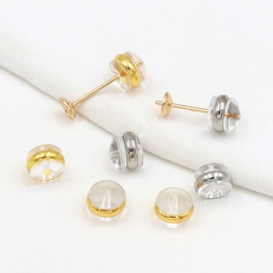 Picture of Brass & Silicone Ear Nuts Post Stopper Earring Findings Wholesale Multicolor