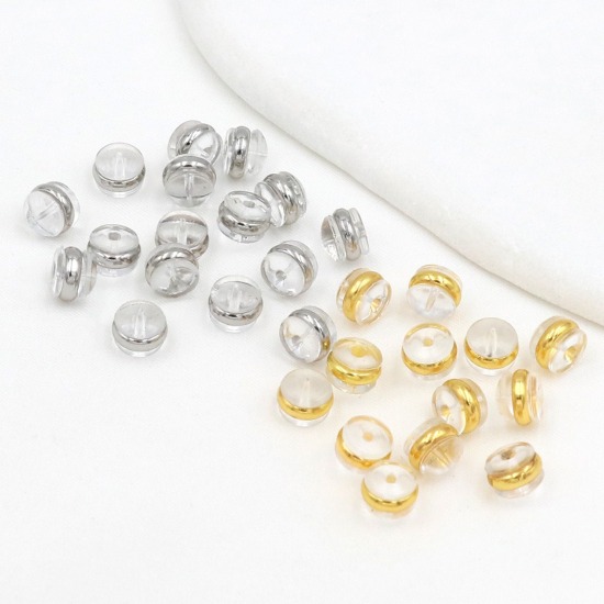 Picture of Brass & Silicone Ear Nuts Post Stopper Earring Findings Wholesale Multicolor