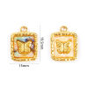 Picture of Eco-friendly PVD 304 Stainless Steel & Natural Shell Insect Charms Wholesale 18K Real Gold Plated Square Butterfly 19.5mm x 15mm
