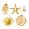 Picture of 1 Piece Eco-friendly PVD Waterproof Anti-Tarnish Hypoallergenic 304 Stainless Steel Charms Wholesale 18K Real Gold Plated Acrylic Imitation Pearl