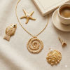 Picture of 1 Piece Eco-friendly PVD Waterproof Anti-Tarnish Hypoallergenic 304 Stainless Steel Charms Wholesale 18K Real Gold Plated Acrylic Imitation Pearl