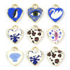 Picture of 2 PCs Brass Valentine's Day Charms Wholesale 18K Gold Plated Heart Printed 19mm x 16mm