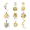 Picture of Brass Galaxy Charms Wholesale 18K Gold Plated & Platinum Plated Two Tone Clear Cubic Zirconia