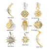 Picture of Brass Galaxy Charms Wholesale 18K Gold Plated & Platinum Plated Two Tone Clear Cubic Zirconia