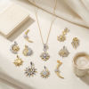 Picture of Brass Galaxy Charms Wholesale 18K Gold Plated & Platinum Plated Two Tone Clear Cubic Zirconia
