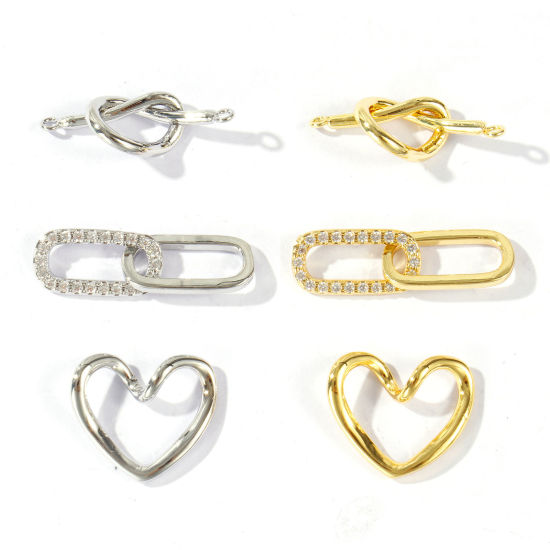 Image de 2 Pcs Connecteurs Pendentifs Breloques En Gros en Laiton Multicolore Nœud D'Amour Cœur
