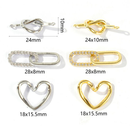 Image de 2 Pcs Connecteurs Pendentifs Breloques En Gros en Laiton Multicolore Nœud D'Amour Cœur