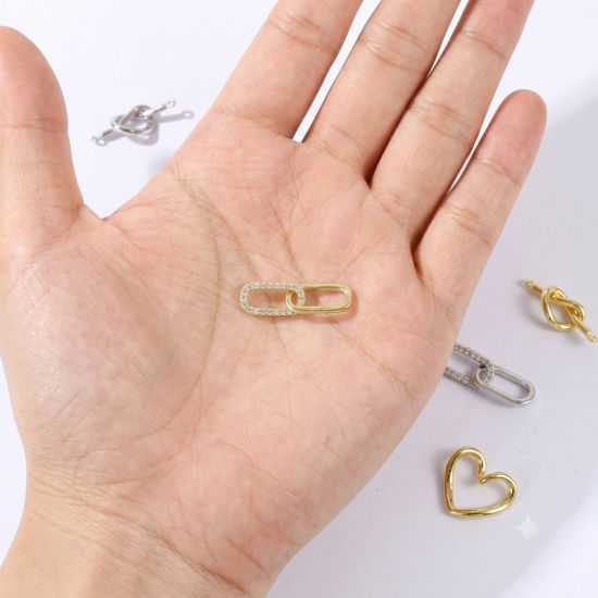 Image de 2 Pcs Connecteurs Pendentifs Breloques En Gros en Laiton Multicolore Nœud D'Amour Cœur