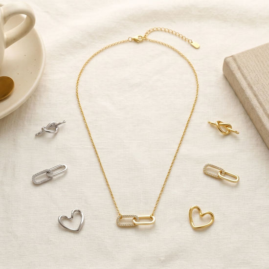 Image de 2 Pcs Connecteurs Pendentifs Breloques En Gros en Laiton Multicolore Nœud D'Amour Cœur