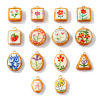 Picture of Ceramic Charms Wholesale Red Enamel Flower Printed