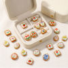 Picture of Ceramic Charms Wholesale Red Enamel Flower Printed