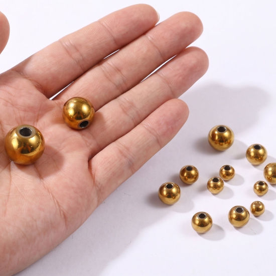 20 個 エコフレンドリー PVD 304ステンレス鋼 ビーズ DIY りド ジュエリー アクセサリーを作る 卸売り 18Kゴールドメッキ 円形 ブランク の画像