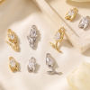 Picture of Eco-friendly Brass Charms Wholesale Real Gold Plated Tulip Flower Clear Cubic Zirconia