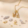 Picture of Eco-friendly Brass Charms Wholesale Real Gold Plated Tulip Flower Clear Cubic Zirconia