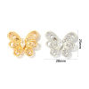 Picture of Eco-friendly Brass Insect Connectors Charms Pendants Wholesale Real Gold Plated Butterfly Animal Hollow 25mm x 20mm
