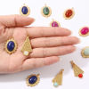 Picture of Eco-friendly PVD Waterproof Anti-Tarnish Hypoallergenic 304 Stainless Steel Charms Wholesale 18K Real Gold Plated With Synthetic Gemstone Cabochons