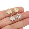 Picture of Eco-friendly Brass Pet Memorial Charms Wholesale Real Gold Plated Paw Print Clear Cubic Zirconia 13.5mm x 12mm
