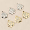 Picture of Eco-friendly Brass Pet Memorial Charms Wholesale Real Gold Plated Paw Print Clear Cubic Zirconia 13.5mm x 12mm